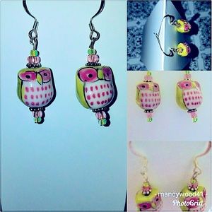Handmade Owl Beaded Earrings